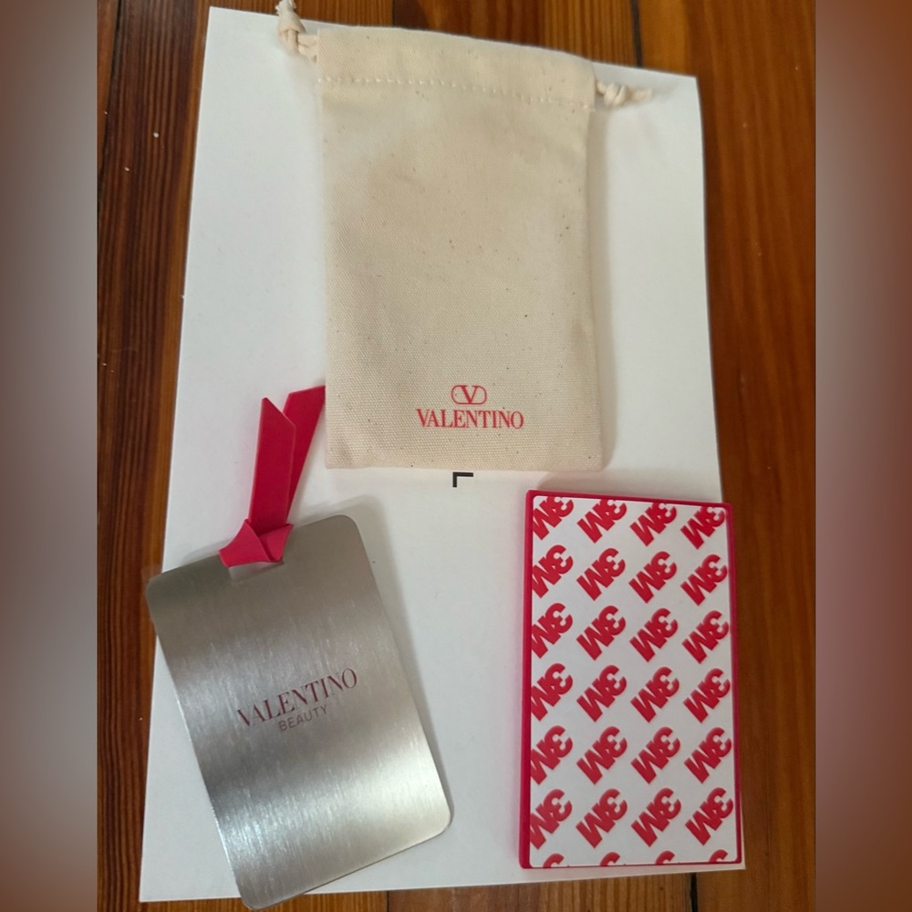 Valentino Pink Card Holder with Silver Mirror